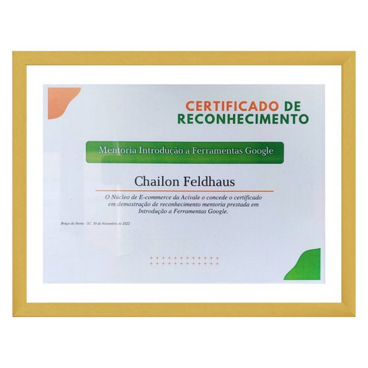 Moldura para Diplomas ou Certificados com Vidro Duplo Efeito Flutuante Revestida Lisa - 2x1