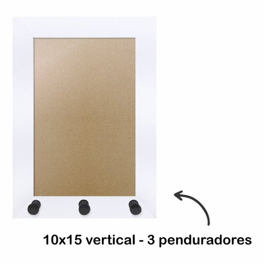 Moldura para Porta Chaves com Penduradores e Fundo MDF e PVC - 2x2