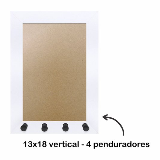 Moldura para Porta Chaves com Penduradores e Fundo MDF e PVC - 2x2