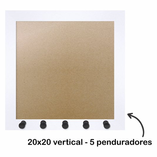 Moldura para Porta Chaves com Penduradores e Fundo MDF e PVC - 2x2