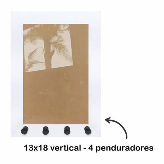 Moldura para Porta Chaves com Penduradores e fundo MDF e vidro
