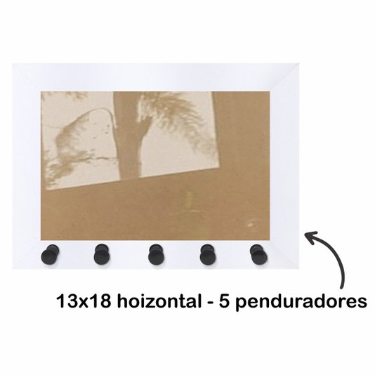 Moldura para Porta Chaves com Penduradores e fundo MDF e vidro