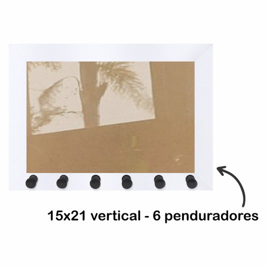 Moldura para Porta Chaves com Penduradores e fundo MDF e vidro