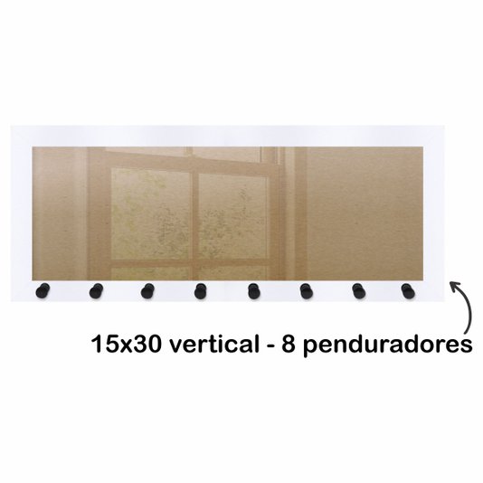 Moldura para Porta Chaves com Penduradores e fundo MDF e vidro