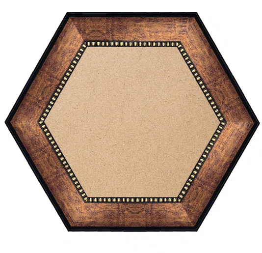 Moldura Pátina Escovada Com Bead & Reel Hexagonal para Quadros e Fotos com Fundo Mdf - 6,8x1,6