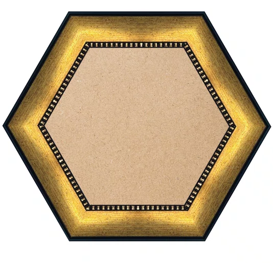 Moldura Pátina Escovada Com Bead & Reel Hexagonal para Quadros e Fotos com Fundo Mdf - 6,8x1,6