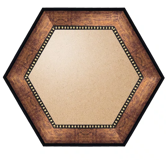 Moldura Pátina Escovada Com Bead & Reel Hexagonal para Quadros e Fotos com Fundo Mdf e Frente em PVC Antirreflexo - 6,8x1,6