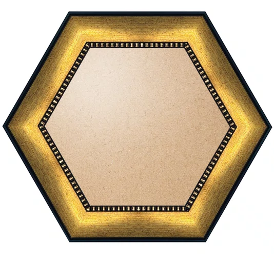 Moldura Pátina Escovada Com Bead & Reel Hexagonal para Quadros e Fotos com Fundo Mdf e Frente em PVC Antirreflexo - 6,8x1,6
