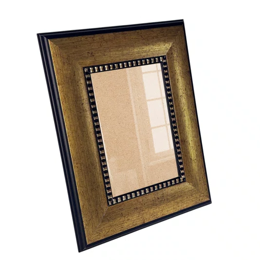 Moldura Pátina Escovada Com Bead & Reel para Quadros e Fotos com Fundo Mdf e Frente em Acetato - 6,8x1,6