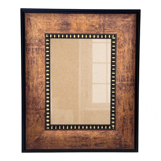 Moldura Pátina Escovada Com Bead & Reel para Quadros e Fotos com Fundo Mdf e Frente em Acetato - 6,8x1,6