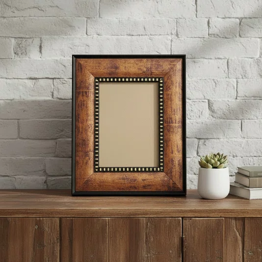 Moldura Pátina Escovada com Bead & Reel para Quadros e Fotos com Fundo Mdf e Frente em PVC Antirreflexo - 6,8x1,6