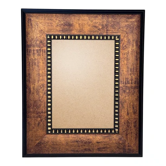 Moldura Pátina Escovada com Bead & Reel para Quadros e Fotos com Fundo Mdf e Frente em PVC Antirreflexo - 6,8x1,6