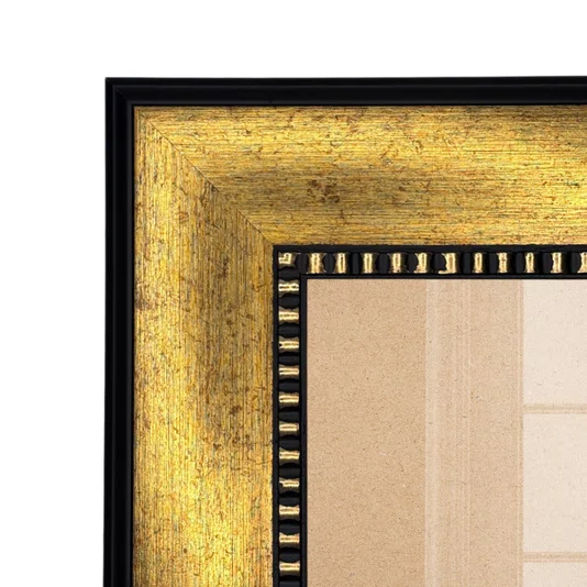 Moldura Pátina Escovada com Bead & Reel  para Quadros e Fotos com Fundo Mdf e Frente em Vidro - 6,8x1,6