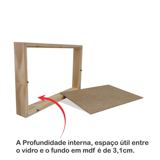 Moldura Personalizada Caixa Alta com Vidro para Quadros Quilling e Scrapbook - 1,5x4,5