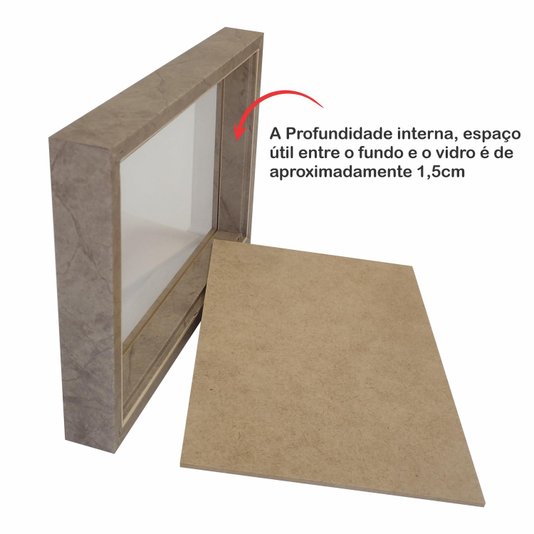 Moldura Personalizada Caixa Alta com Vidro para Quadros Quilling e Scrapbook - Revestida - 1,5x3