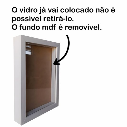 Moldura Personalizada Caixa Alta com Vidro para Quadros Quilling e Scrapbook - Revestida - 1,5x3