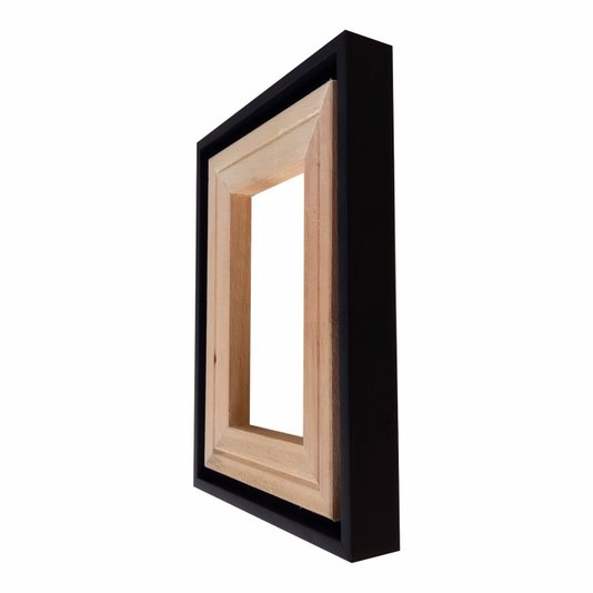 Moldura Personalizada Canaleta Flutuante Lisa Revestida Com Chassi De Madeira Pinus Para Telas Decorativas - 2x2,8