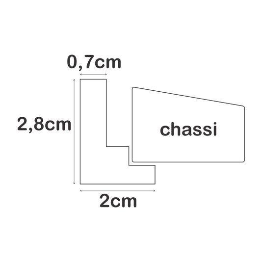 Moldura Personalizada Canaleta Flutuante Lisa Revestida Com Chassi De Madeira Pinus Para Telas Decorativas - 2x2,8