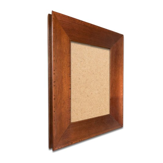 Moldura Personalizada Chanfrada com Acabamento Côncavo Estilo Madeira Rústica Com Fundo MDF - 5x2,1