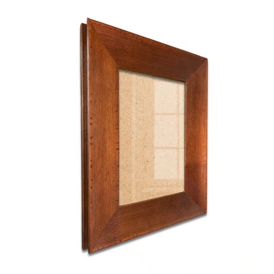 Moldura Personalizada Chanfrada com Acabamento Côncavo Estilo Madeira Rústica Com Fundo MDF E Frente Em Acetato - 5x2,1