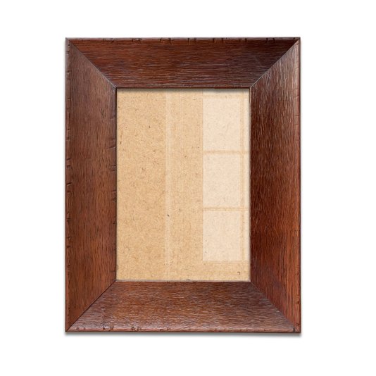 Moldura Personalizada Chanfrada com Acabamento Côncavo Estilo Madeira Rústica Com Fundo MDF E Frente Em Vidro - 5x2,1