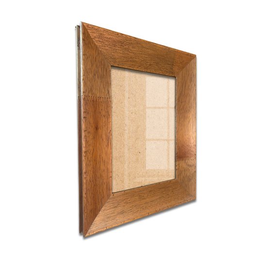 Moldura Personalizada Chanfrada com Acabamento Côncavo Estilo Madeira Rústica Com Fundo MDF E Frente Em Vidro - 5x2,1