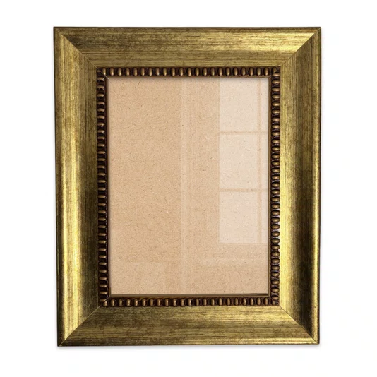 Moldura Personalizada Chanfrada Com Padrão Oval Gravado Em Relevo E Efeito Aço Metal Escovado Com Fundo MDF e Frente Em Acetato - 4,6x2,1