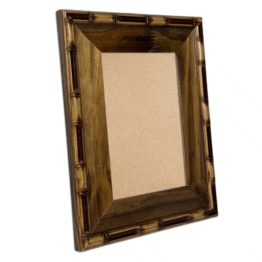 Moldura Personalizada Chanfrada com Relevo de Bambu em Madeira Pinus para Quadros e Fotos com Fundo Mdf -  5,4x2,1