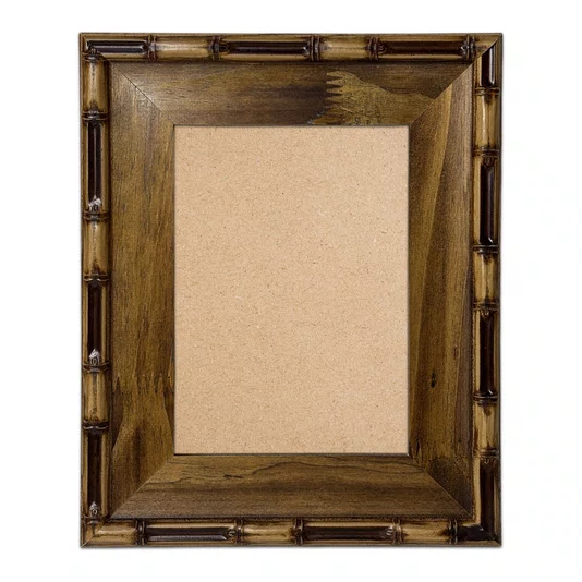 Moldura Personalizada Chanfrada com Relevo de Bambu em Madeira Pinus para Quadros e Fotos com Fundo Mdf -  5,4x2,1