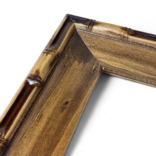 Moldura Personalizada Chanfrada com Relevo de Bambu em Madeira Pinus para Quadros e Fotos com Fundo Mdf -  5,4x2,1
