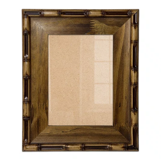Moldura Personalizada Chanfrada com Relevo de Bambu em Madeira Pinus para Quadros e Fotos com Fundo Mdf e Frente em Vidro -  5,4x2,1