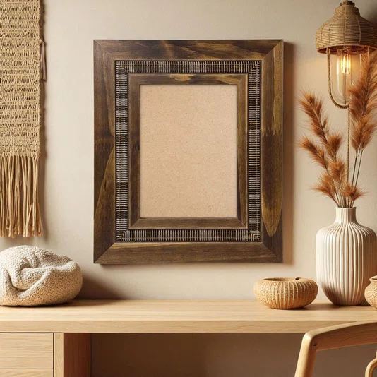 Moldura Personalizada com Friso e Gravação de Padrão de Traços para Quadros e Fotos com Fundo Mdf - 6,6x1,7