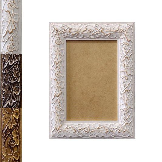 Moldura Personalizada com Gravação de Folhas Ornamentais para Quadros e Fotos com Fundo MDF - 3x1,5