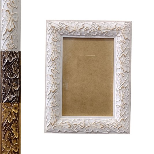 Moldura Personalizada com Gravação de Folhas Ornamentais para Quadros e Fotos com Fundo MDF e Vidro - 3x1,5