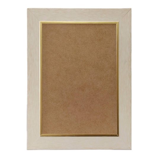 Moldura Personalizada Laqueada Gesso com Filete Dourado para Quadros e Fotos com Fundo MDF - 3x1,5