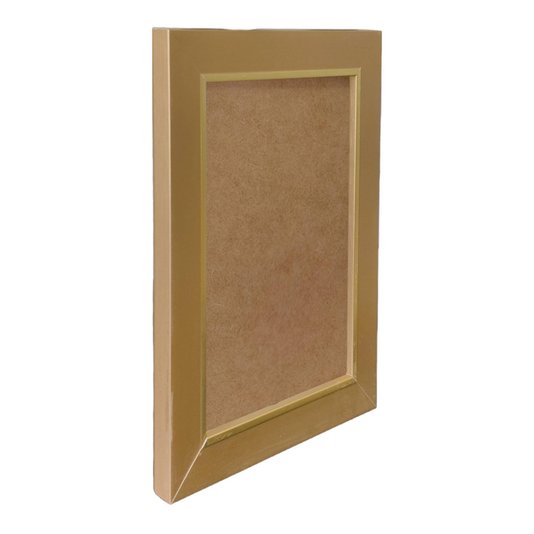 Moldura Personalizada Laqueada Gesso com Filete Dourado para Quadros e Fotos com Fundo MDF - 3x1,5