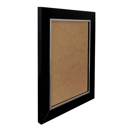 Moldura Personalizada Laqueada Gesso com Filete Prata para Quadros e Fotos com Fundo MDF - 3x1,5