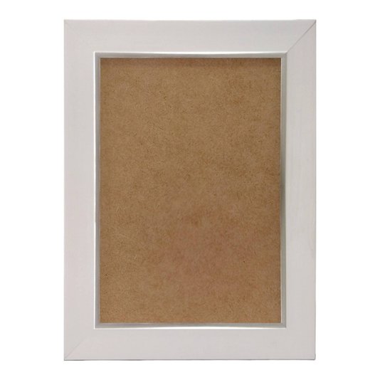 Moldura Personalizada Laqueada Gesso com Filete Prata para Quadros e Fotos com Fundo MDF - 3x1,5