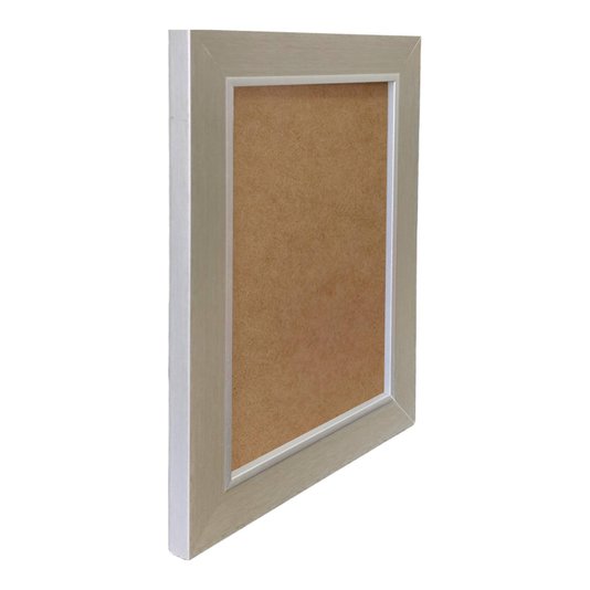 Moldura Personalizada Laqueada Gesso com Filete Prata para Quadros e Fotos com Fundo MDF - 3x1,5