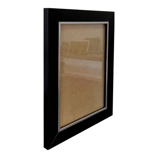 Moldura Personalizada Laqueada Gesso com Filete Prata para Quadros e Fotos com Fundo MDF e Vidro - 3x1,5