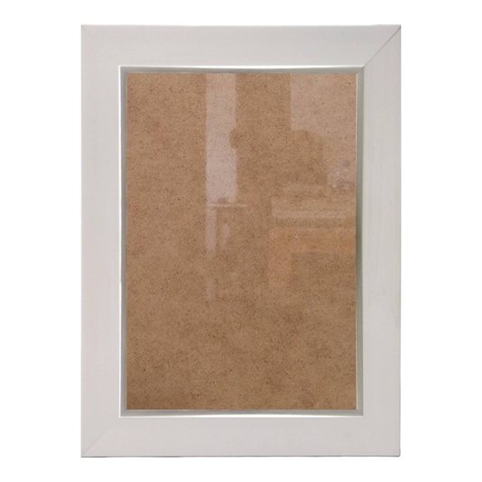 Moldura Personalizada Laqueada Gesso com Filete Prata para Quadros e Fotos com Fundo MDF e Vidro - 3x1,5