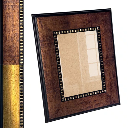 Moldura Personalizada Pátina Escovada com Bead & Reel para Quadros e Fotos com Fundo Mdf e Frente em Acetato - 1,6x6,8