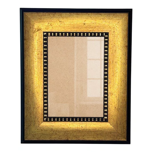 Moldura Personalizada Pátina Escovada com Bead & Reel para Quadros e Fotos com Fundo Mdf e Frente em Vidro -  1,6x6,8