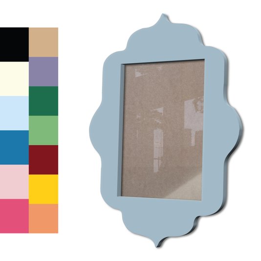 Moldura Provençal Colorida Em Mdf 6 mm Para Quadros Decorativos Com Fundo MDF e Acetato