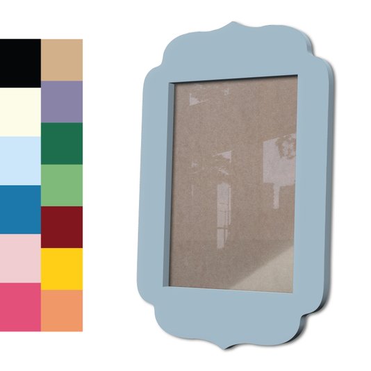 Moldura Provençal Colorida Em Mdf 6 mm Para Quadros Decorativos Com Fundo MDF e Acetato