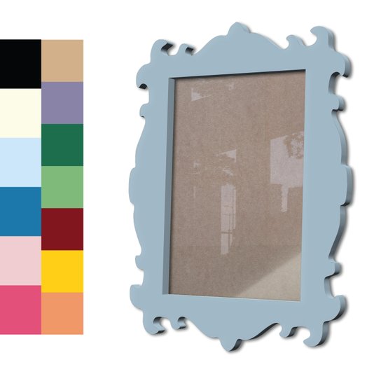 Moldura Provençal Colorida Em Mdf 6 mm Para Quadros Decorativos Com Fundo MDF e Acetato