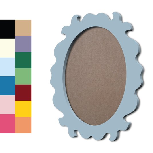 Moldura Provençal Colorida Oval em MDF 6mm Para Quadros Decorativos Com Fundo MDF