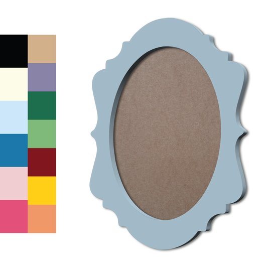 Moldura Provençal Colorida Oval em MDF 6mm Para Quadros Decorativos Com Fundo MDF