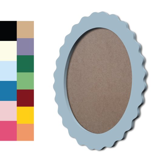 Moldura Provençal Colorida Oval em MDF 6mm Para Quadros Decorativos Com Fundo MDF