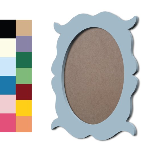 Moldura Provençal Colorida Oval em MDF 6mm Para Quadros Decorativos Com Fundo MDF